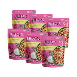 Fillo's Tex Mex Pinto Beans - Ready to Eat Beans, Gluten-Free, Preservative-Free, Microwavable, Non-GMO, Vegan Friendly, Plant Protein, 10 oz Pk of 6