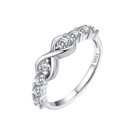 Custom4U Silver Promise Rings for Women Ladies White Gold Plated Infinity Love Ring Gifts for Her Anniversary Birthday Valentine’s Day