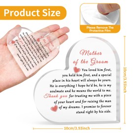 Wedding Thank You Gift for Mum Acrylic Heart-Shaped Plaque Appreciation Presents for Groom Mom Mother in Law Gifts from Daughter in Law Bonus Mom Stepmother Acrylic Heart Plaque