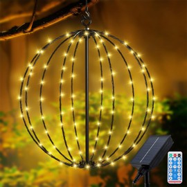 Solar String Light Garden, Metal Solar Lantern Lights 8 Modes 120 LEDs Waterproof Hanging Lights with Remote Solar Ornaments Lantern Lights for Outdoor Christmas Wedding Party Decoration