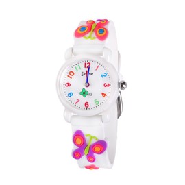 Kids Waterproof Watch, 3D Lovely Cartoon Watch for Girl and Boy-The Best Gift, Butterfly White, Japanese