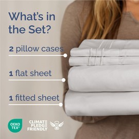 CGK Unlimited Full Size 4 Piece Sheet Set - Comfy Breathable & Cooling Bed Sheets Set - Hotel Luxury Bedding for Women, Men, Kids & Teens - Deep Pockets, Easy-Fit, Super Soft & Wrinkle Free - Oeko-Tex - French Grey