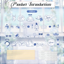 Aposwow Something Blue Bridal Shower Decorations, 33PCS Blue Before I Do Bridal Shower Photo Booth Props Decor, Bachelorette Wedding Engagement Party Supplies Girls Women
