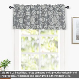 DriftAway Boho Linen Blend Kitchen Valance Curtain Blackout 18 Inch for Living Room Lined Rod Pocket Floral Farmhouse Country Short Curtains for Small Windows 1 Panel