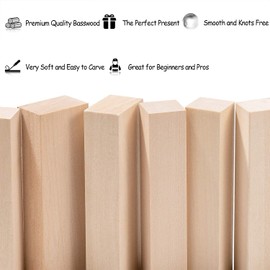 KAHEIGN 14Pcs Basswood Carving Blocks, 2 Size Unfinished Wood Blocks Smooth Whittlers Wood Carving Hobby Kit for Beginner Expert Carvers
