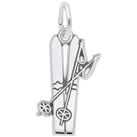 Skis Charm In Sterling Silver, Charms for Bracelets and Necklaces