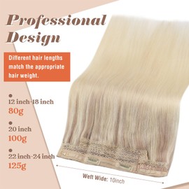 Sunny Hair Wire Hair Extensions Human Hair Invisible Wire Hair Extensions for Women Straight Hidden Hair Extensions with Adjustable Line Ash Blonde to Medium Blonde and Platinum Blonde 20Inch