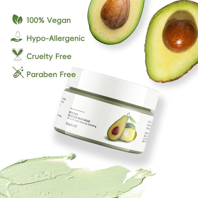 Clay Mud Face Mask for Women Avocado Dead Sea Skincare