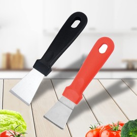 2PC sticky tape remover, Clysburtuony Stainless steel multi-role scraper Kitchen cleaning shovel Refrigerator deicing tool Glass Ceramic Hob window scraper Corner seam Cleaning Tools