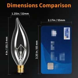 SUSLUM 12-Pack E12 Chandelier Light Bulbs 60W Warm White 2700K 120V Candelabra Light Bulb for Ceiling Fan, 650 Lumens CA10 Dimmable Clear Candle Bulbs