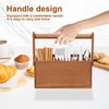 DJAPWPX Wood Silverware Caddy with Handle, 4 Compartments Utensil Holder,