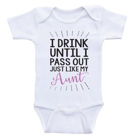 Heart Co Designs Aunt Baby Shirts - Just Like My Aunt - Funny Bodysuit Clothes (24mo-Short Sleeve, Purple Text)