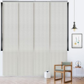 GoDear Design Adjustable Sliding Panel Track Blinds, Fits Windows, Patio Doors, Sliding Glass Doors, Closet Doors, Adjustable Track Width 45.8"- 86", Trimmable Panel Height Up to 96", Polar Fox