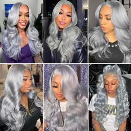 Gray Bundle Silver Human Hair Bundles Grey Body Wave Bundle 18 20 22 inch Mixed Length 3 Bundles Silver Hair Extensions