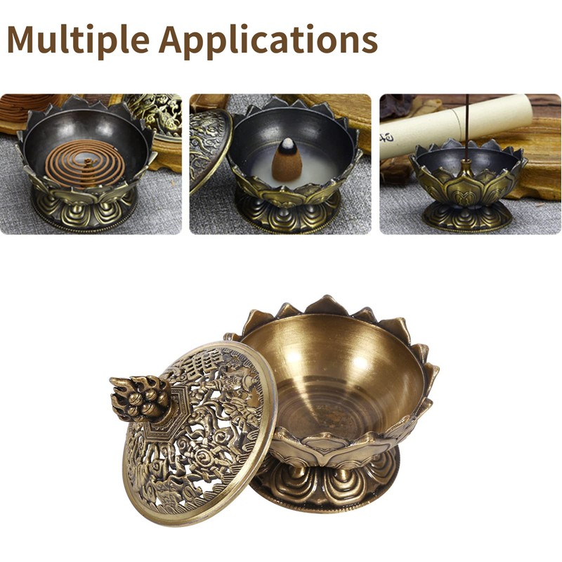 Gold Metal Bowl Incense Burner Zinc Alloy Incense Cone Burner