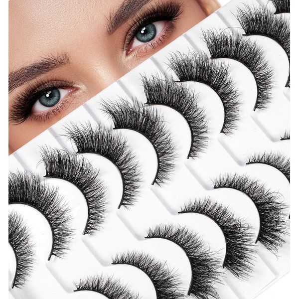 Natural False Lashes, Heasy 10 Pairs Natural Look False Lashes