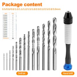 26 Piece Precision Pin Vise Hand Drill Set - - Mini Micro Craft Jewelry Drill Kit, Ideal for Hobbyists, Jewelry Repair, Model Building, Resin Crafts(Blue)