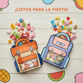 30 piezas de bolsas para dulces de fiestas infantiles, De pie dulceros para fiestas infantiles, Bolsas de regalo con asa, Adecuado para fiesta de cumpleaños (Naranja+Morado, 18 * 21+6cm)
