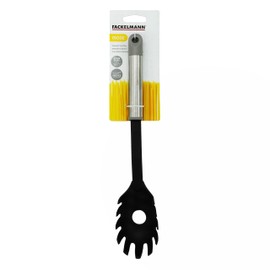 Fackelmann MODE Spaghetti Spoon, Spaghetti Tong, Server, PBT Plastic Non-Stick Function Head & Stainless Steel Handle with Hanging Loop, 32 x 6 x 4 cm, Black, Grey & Silver