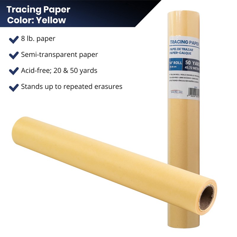 Pacific Arc Tracing Paper Roll, Yellow, 12 Inch x 20