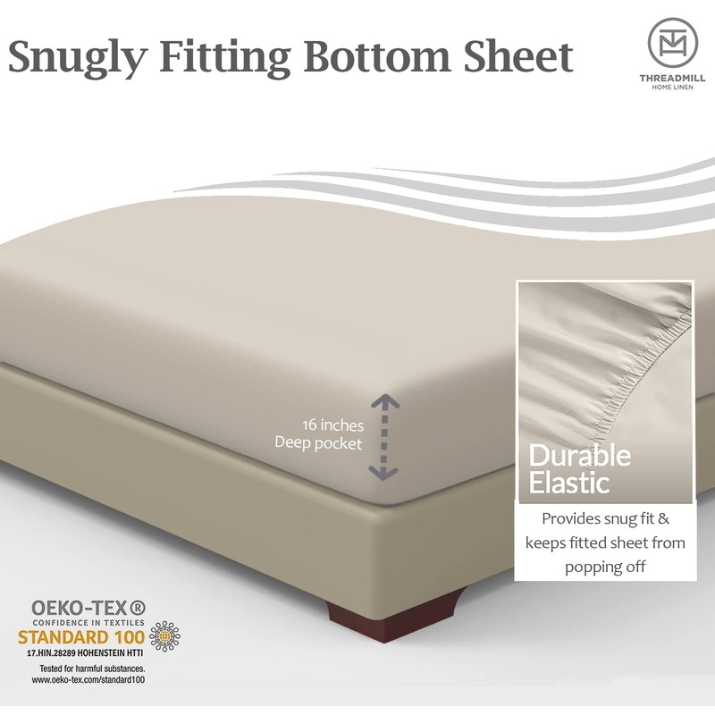Threadmill Cotton Fitted Sheet Queen Size - 300 Thread Count