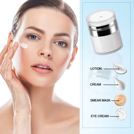 Airless Pump Jar - 0.5 Oz Lotion Dispenser with Pump Travel Container for Skincare, Refillable Empty Jars Vacuum Bottle for Moisturizer, Skincare, Makeup