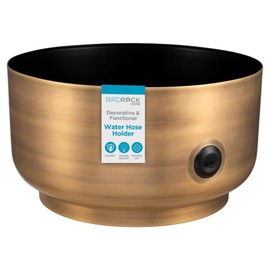 BIRDROCK HOME Decorative Footed Garden Water Hose Holder Pot - 100ft Hose Storage Metal Steel, Hidden Garden Hose Keeper w/Drain Holes, Hose Hider for Indoor Outdoor Patio Yard - Antique Bronze