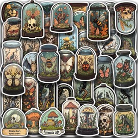 50pcs Horror Retro Aesthetic Stickers for Laptops, Water Bottles and More | Forest Flowers, Birds, Frogs, Butterflies | Waterproof Vinyl Stickers for Teens and Adults
