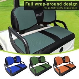 WEIMELL Golf Cart Seat Covers Fit Yamaha G29 Drive Front Seat Covers for Regular Cushion Breathable Thicken Mesh with Vinyl Leather No Nails Gun Easy to Install Black & Gray Blue