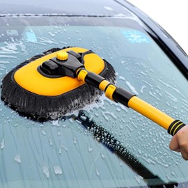 Cepillo para Lavar carros, Kit de Limpieza para Auto, Kit de trapeador para Lavado de Autos con Mango Largo, Poste Extensible 50-102cm con 3...       