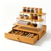Bamboo Perfume Organizer with Drawer, 3 Tier Makeup Display for