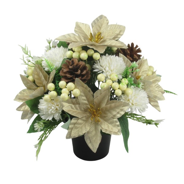 Christmas grave arrangement 25cm (10 inches) in grave pot/vase with