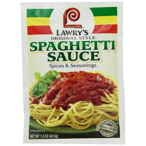 Lawry's Spaghetti Sauce Spice & Seasonings, Original Style, 1.5 Ounce Packets (Pack of 12)