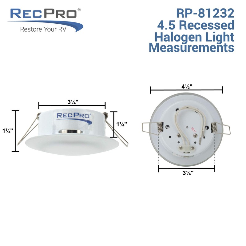 4.5" RV Overhead Recessed Lighting Halogen Light 12V Camper Lights