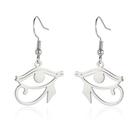 Ankh Cross Earrings for Women Eye of Horus Dangle Earrings Stainless Steel Ancient Egyptian Drop Earrings Protection Jewelry Religious Gift, Stainless Steel, No Gemstone