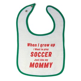 Toddler & Baby Bibs Burp Cloths Soccer When I Grow up Want to Play Soccer Like Mommy 'Soccer Cotton Baby Items for Baby Girl & Boy White Green Design Only