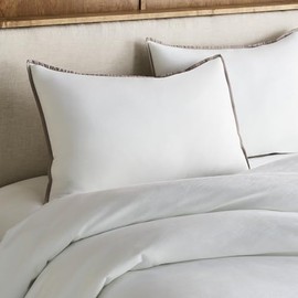 Westin Hotel Pillowcases - Soft Cotton Lyocell Blend - 310 Thread Count - White with Grey Piping - Set of 2 - King