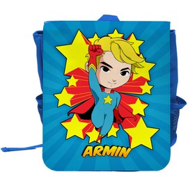 Kinder-Rucksack mit Namen Armin und Motiv mit Superheld für Jungen