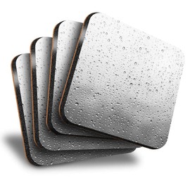Destination Vinyl ltd Great Coasters (Set of 4) Square - Water Droplets Drops Drink Glossy Coasters/Tabletop Protection for Any Table Type #3817