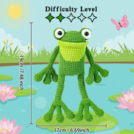 Crochet Kit for Beginners Adults,Starter Friendly Crochet Kit with Step-by-Step Video Tutorials,Learn to Cute Bigfoot Frog Crochet Animal Kits,DIY Knitting Supplies,Easy Peasy Yarn for Crochet Lovers.