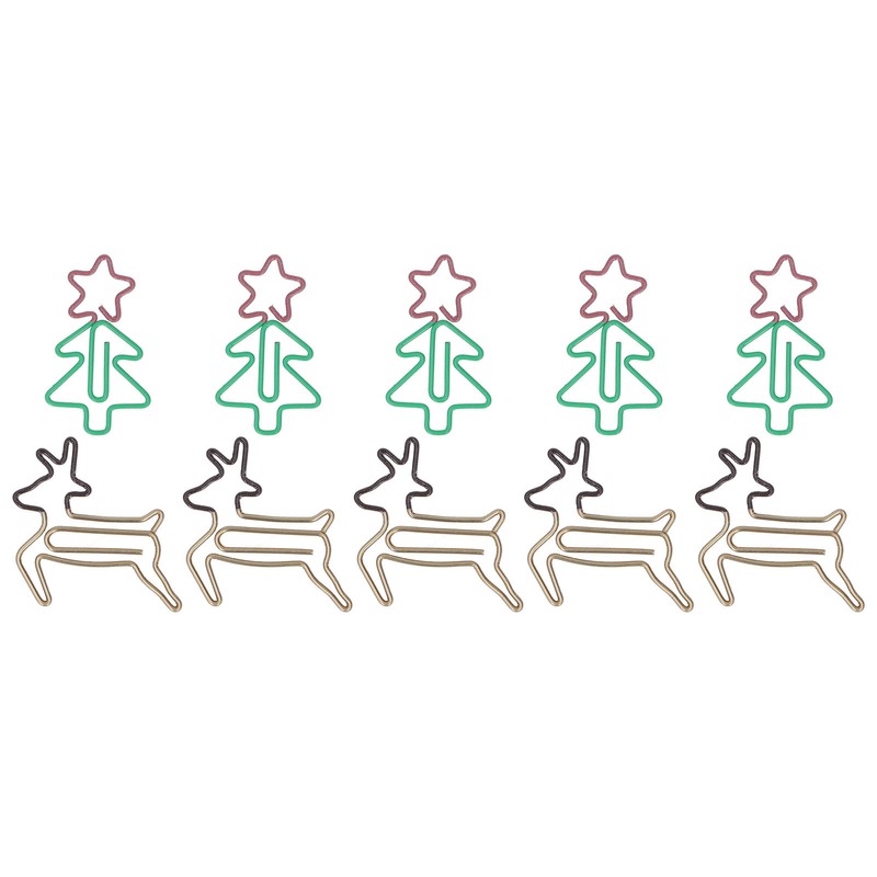 100pcs Paper Clips Lovely Christmas Tree and Deer Shape Metallic