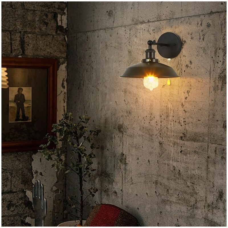 Bagkcopp Industrial Black Wall Sconces Light with Pull Chain Switch,Wall