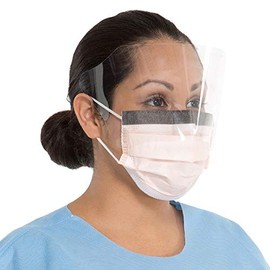 HALYARD FLUIDSHIELD 3 Disposable Procedure Mask, Fog-Free, with SO Soft Earloops, Wraparound Visor, Orange, 28800 (Box of 25)