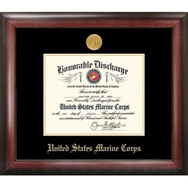Patriot Marine Discharge Frame with Gold Medallion 8.5 x 11 Inches