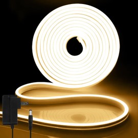 iNextStation LED Strip Lights Warm White, 12V 16.4ft 5m Neon LED Strip Light Dimmable Waterproof Neon Flex Silicone DIY Sign for Bedroom Indoor Home Decor