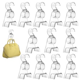 BOCONY Purse Hanger for Closet 12 Pcs, Acrylic Purse Organizer Hooks, Handbags Hanging Holder for Bag Scarf Belt, Clear