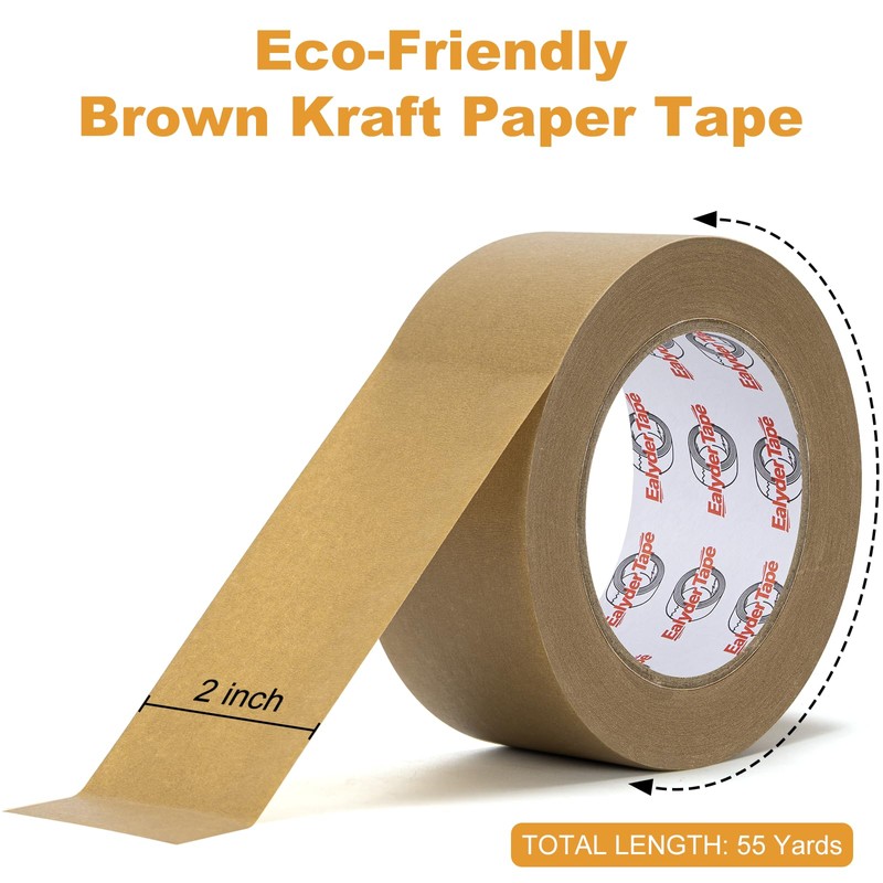 Ealyder Tape Brown Kraft Paper Packing Tape 2 Inch x