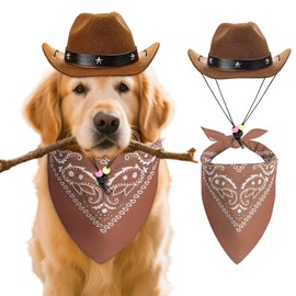 LaVenty Pet Cowboy Hat Dog Western Cowboy Costume Bandana Scarf for Pet Theme Birthday Party Clothing Accessories Dog Gift