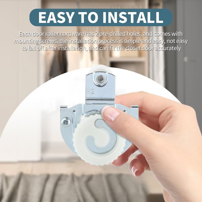 CALIDAKA 4PCS Sliding Wardrobe Door Hardware Roller Kit,Sliding Closet Door
