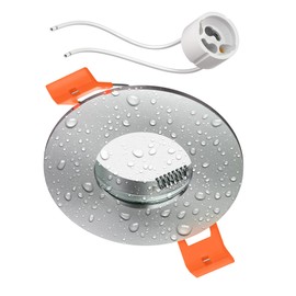 ledscom.de ERID Bathroom Ceiling Mounting Frame for Wet Rooms, Bathroom, IP44, Round, Matt Aluminium (GU10/MR16/GU5.3/50 mm) with GU10 Socket